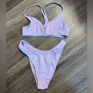 Lavender ribbed PacSun racerback bikini